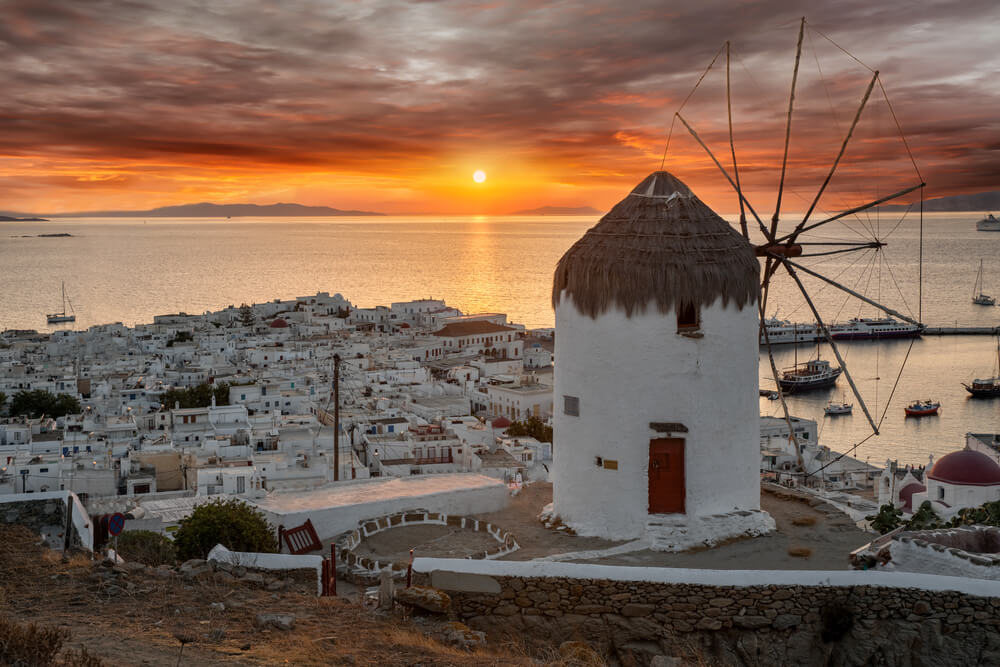 Sunset in Mykonos Greece