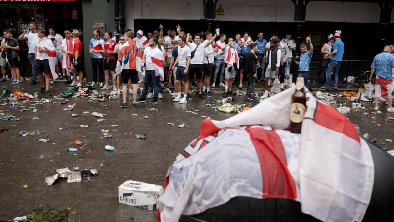 England fans Leicester Square Euro 2020 final GettyImages-1233922728